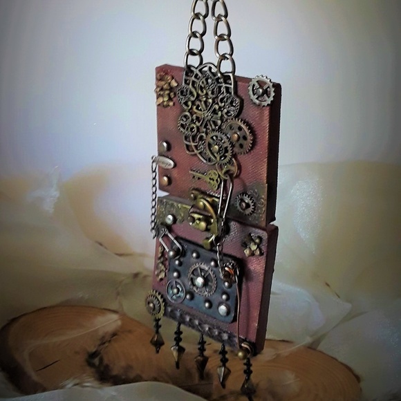 BeaslePunk Art Original Other - Imagine: 2 joined 3D mini 3"x3" Steampunk canvases BeaslePunk Art Original Other - Imagine: 2 joined 3D mini 3"x3" Steampunk canvases